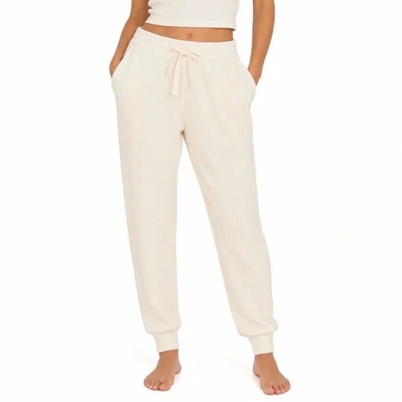DSG Pants - DSG Womens So Soft Ottoman Jogger Light Cream High Rise Ribbed Sweatpants XS NEW